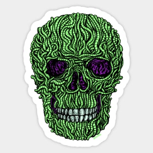 Neon Worm Skull Sticker